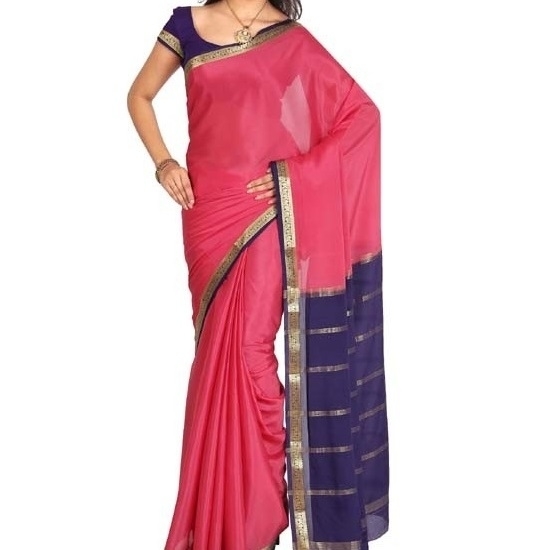 Baby Pink  with Royal Blue Ksic silk Saree  Mysore Silk Sarees  Mysore Silk Sarees Online  KSIC