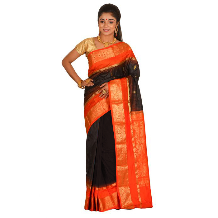 Black Kanchipuram Silk Sarees Online  kanjeevaram sarees online  Traditional Kanchipuram Sarees  Buy online kancheepuram sarees