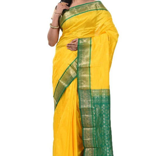 Golden Yellow and Green Buy Kanchipuram Silks Sarees