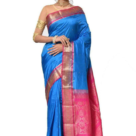 Ananda Blue Saree Pink Kanchipuram Silks Sarees Online Buy Kanchipuram Pattu Sarees  Silk Sarees