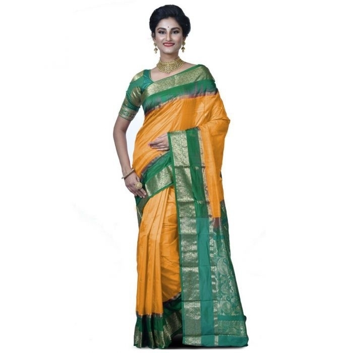 Mustard Orange Saree Buy Kanchipuram Silks Sarees Online  Kanjeevaram Silks  Buy Kanchipuram Pattu Sarees  Silk Sarees