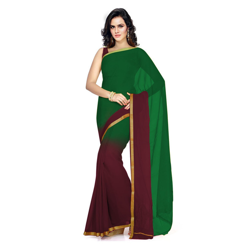 Bottle Green and Brown chiffon Saree Pure Chiffon Sarees  Bandhani saree  Traditional Bandhani sarees