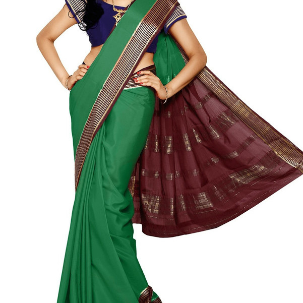 Teal Green with Brown Ksic silk Saree  Mysore Silk Sarees  Mysore Silk Sarees Online  KSIC