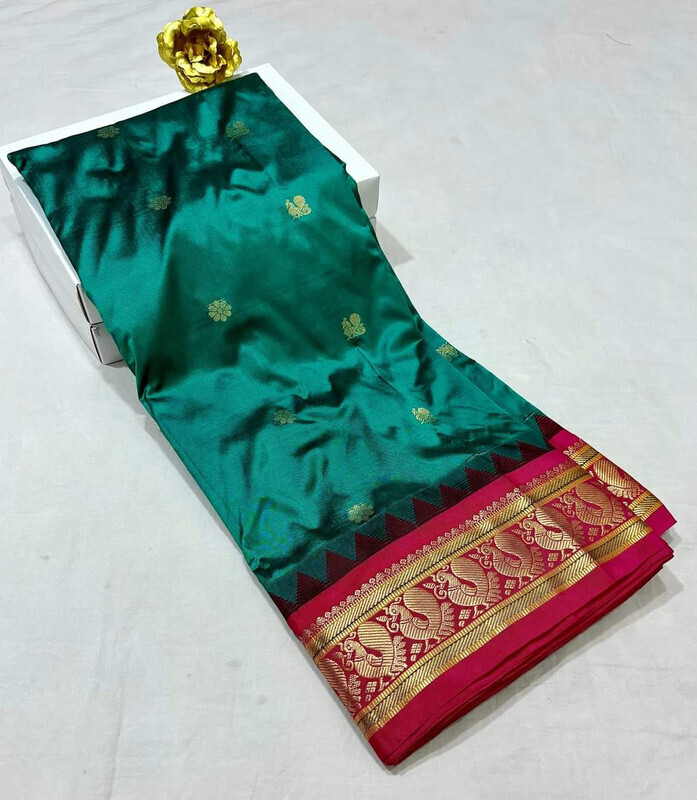 Rama Green Gadwal Paithani  Paithanistore