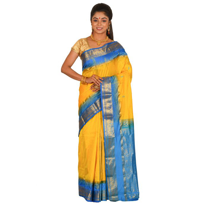 Golden Yellow Kanchipuram Silk Sarees Online  kanjeevaram sarees online  Traditional Kanchipuram Sarees  Buy online kancheepuram sarees