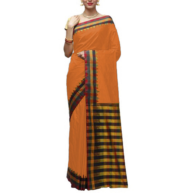 Orange Bangalore Silk Sarees  Buy Pure Silk Saree Online  Bangalore Silk Sarees Online