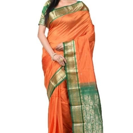 Orange with Green Saree Buy Kanchipuram Silks Sarees Online  Kanjeevaram Silks  Buy Kanchipuram Pattu Sarees  Silk Sarees