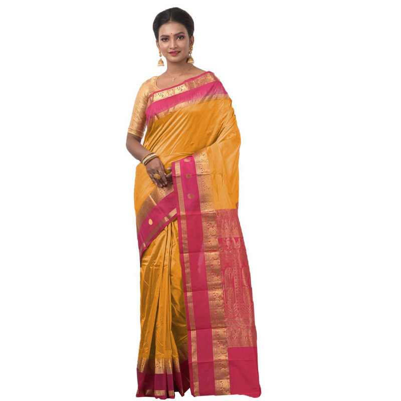 Mustard Orange Saree Kanchipuram Silk Sarees Online  kanjeevaram sarees online  Traditional Kanchipuram Sarees  Buy online kancheepuram sarees