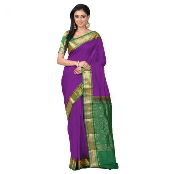 Purple and Green Saree Buy Kanchipuram Silks Sarees