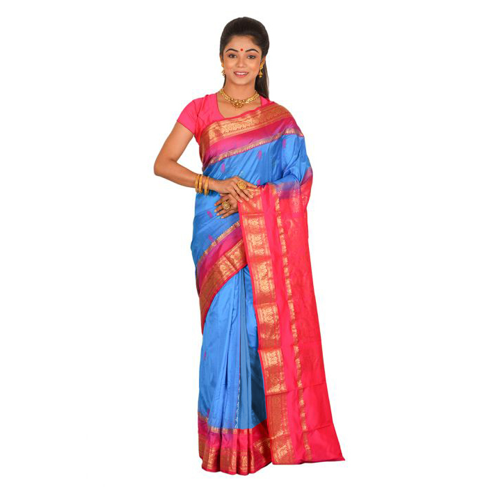Sky Blue Kanchipuram Silk Sarees Online  kanjeevaram sarees online  Traditional Kanchipuram Sarees  Buy online kancheepuram sarees