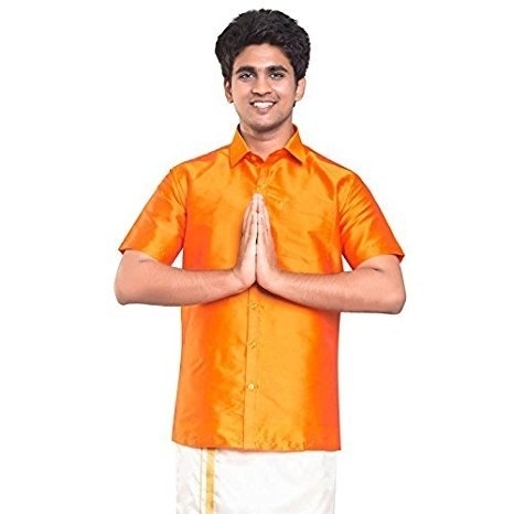 Orange Dupion Silk Shirts Buy Silk Dupion Shirts Pure Silk Shirts