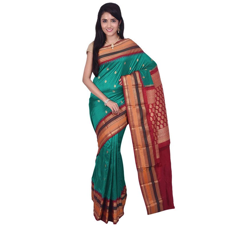 Rama Green Kanchipuram Silk Sari
