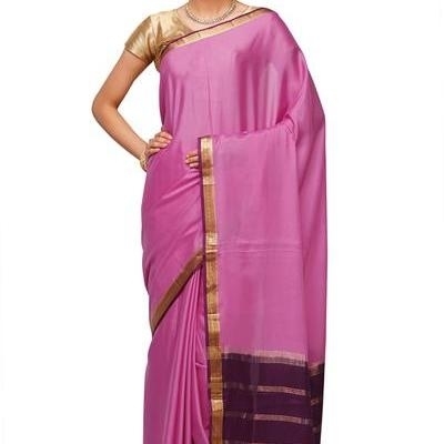Baby Pink and Purple Ksic silk Saree  Mysore Silk Sarees  Mysore Silk Sarees Online  KSIC