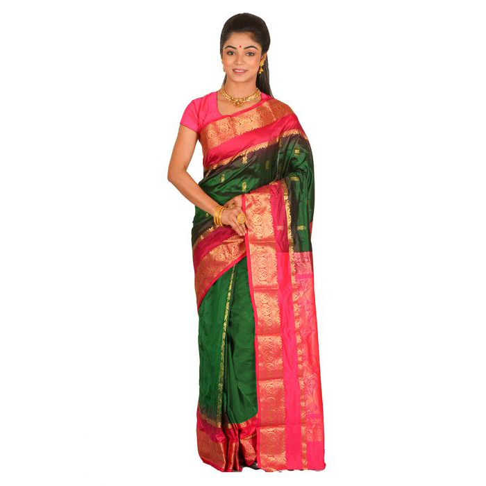 Bottle Green Kanchipuram Silk Sarees Online  kanjeevaram sarees online  Traditional Kanchipuram Sarees  Buy online kancheepuram sarees