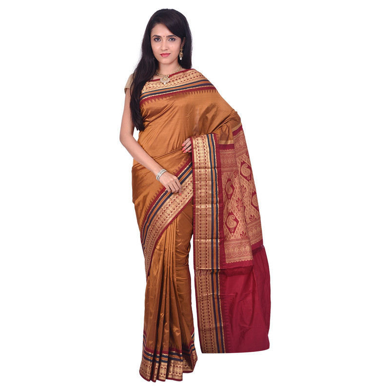 Golden Orang  Bangalore Silk Sarees  Buy Pure Silk Saree Online  Bangalore Silk Sarees Online