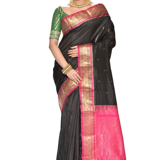 Black with Rani Saree Kanchipuram Silks Sarees Online  Kanjeevaram Silks  Buy Kanchipuram Pattu Sarees  Silk Sarees