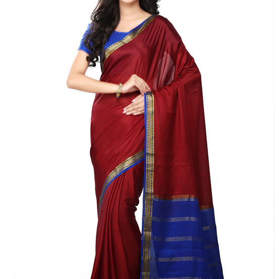 Red with Royal Blue Ksic silk Saree  Mysore Silk Sarees  Mysore Silk Sarees Online  KSIC