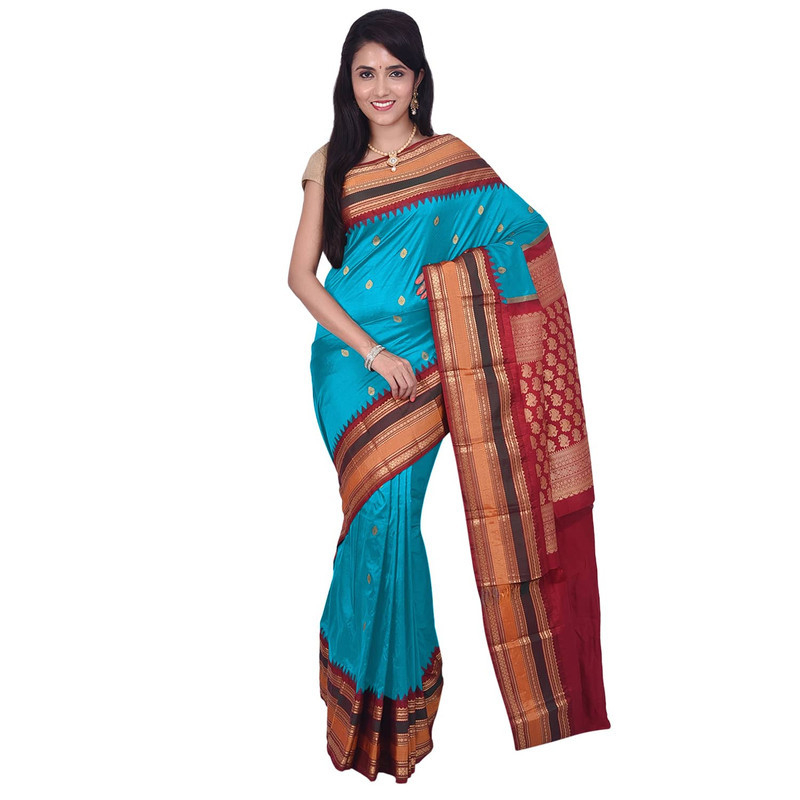 Ananda Blue Kanchipuram Silk Sari