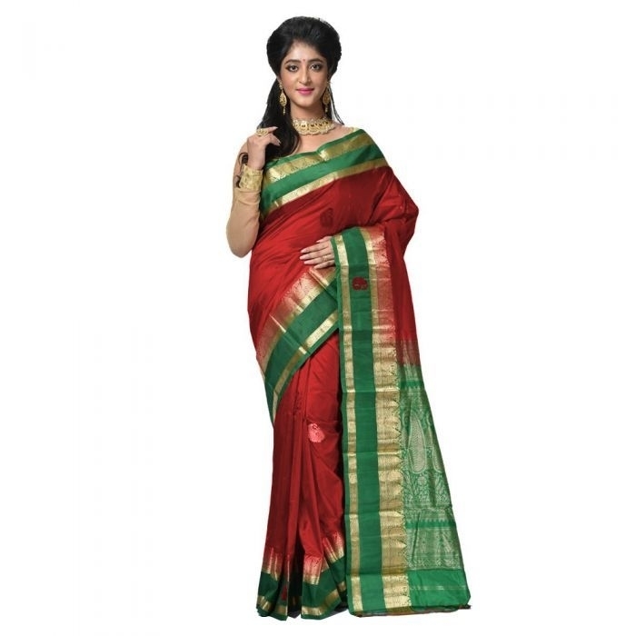 Red With Green Buy Kanchipuram Silks Sarees Online  Kanjeevaram Silks  Buy Kanchipuram Pattu Sarees  Silk Sarees