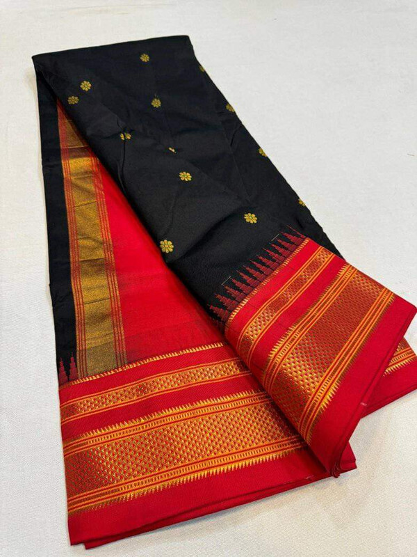 Black and Red Border - Traditional Handwoven Ilkaal Butta Saree online