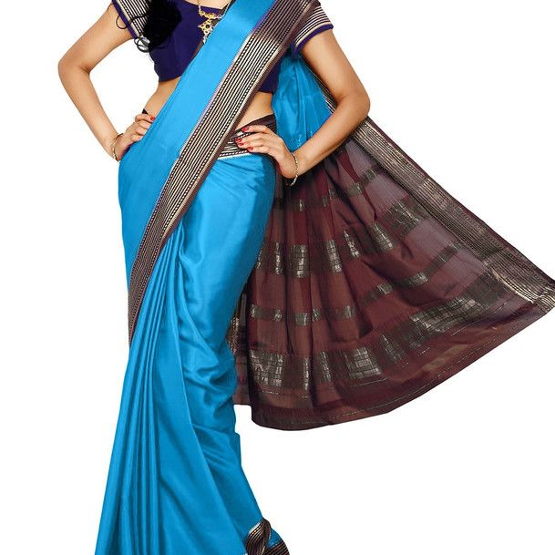 Anandha Blue with Brown  Ksic silk Saree  Mysore Silk Sarees  Mysore Silk Sarees Online  KSIC