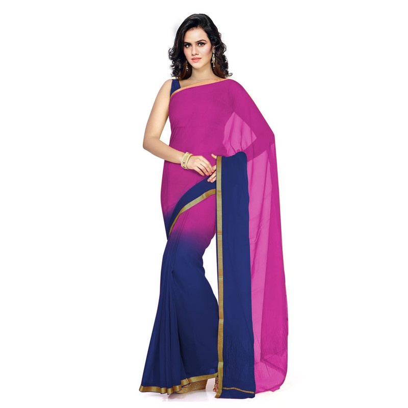 Pink and Blue  chiffon Saree Pure Chiffon Sarees  Bandhani saree  Traditional Bandhani sarees