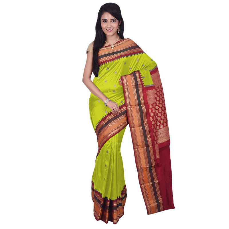 Parrot Green Bangalore Silk Sarees  Buy Pure Silk Saree Online  Bangalore Silk Sarees Online