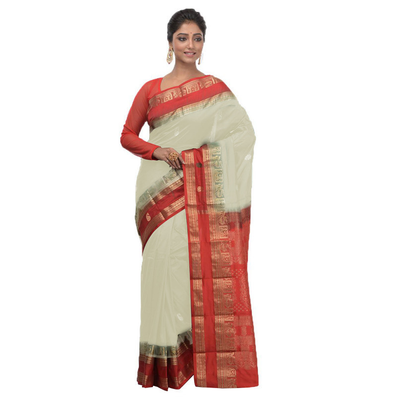 White Saree Kanchipuram Silk Sarees Online  kanjeevaram sarees online  Traditional Kanchipuram Sarees  Buy online kancheepuram sarees