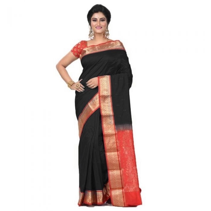 Black Saree Kanchipuram Silks Sarees Online  Kanjeevaram Silks  Buy Kanchipuram Pattu Sarees  Silk Sarees