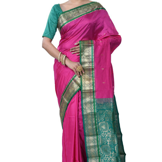Dark Rani Pink and Green Buy Kanchipuram Silks Sarees Online  Kanjeevaram Silks  Buy Kanchipuram Pattu Sarees  Silk Sarees