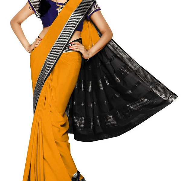 Orange with Black Ksic silk Saree  Mysore Silk Sarees  Mysore Silk Sarees Online  KSIC