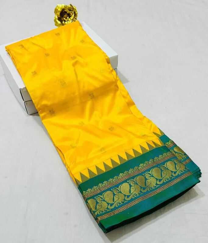 Yellow Gadwal Paithani  Paithanistore