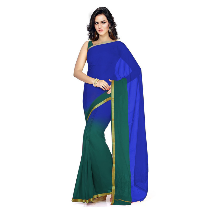 Blue and Green chiffon Saree Pure Chiffon Sarees  Bandhani saree  Traditional Bandhani sarees