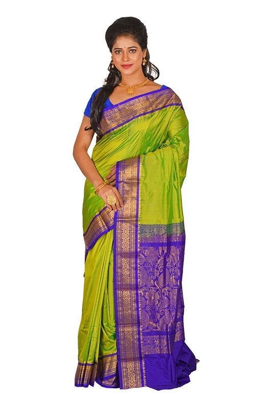 Parrot Green Kanchipuram Silk Sarees Online  kanjeevaram sarees online  Traditional Kanchipuram Sarees  buy online kancheepuram sarees