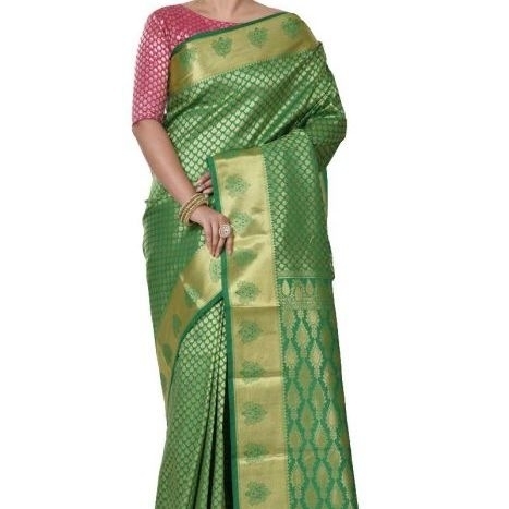Leaf Green Coloured Border Bridal Saree  Wedding Sarees Online  Indian Bridal Saree Online