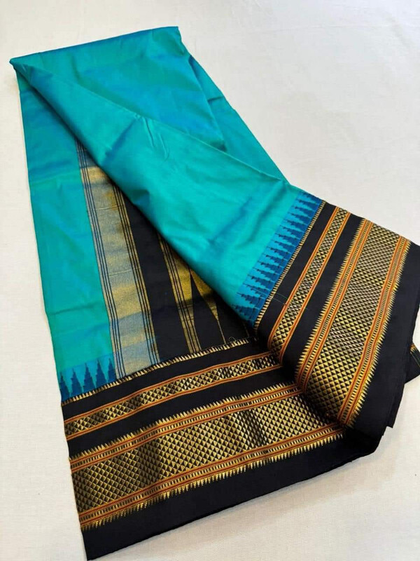 Ananda Blue and Black Border - Traditional Handwoven Ilkaal Saree online