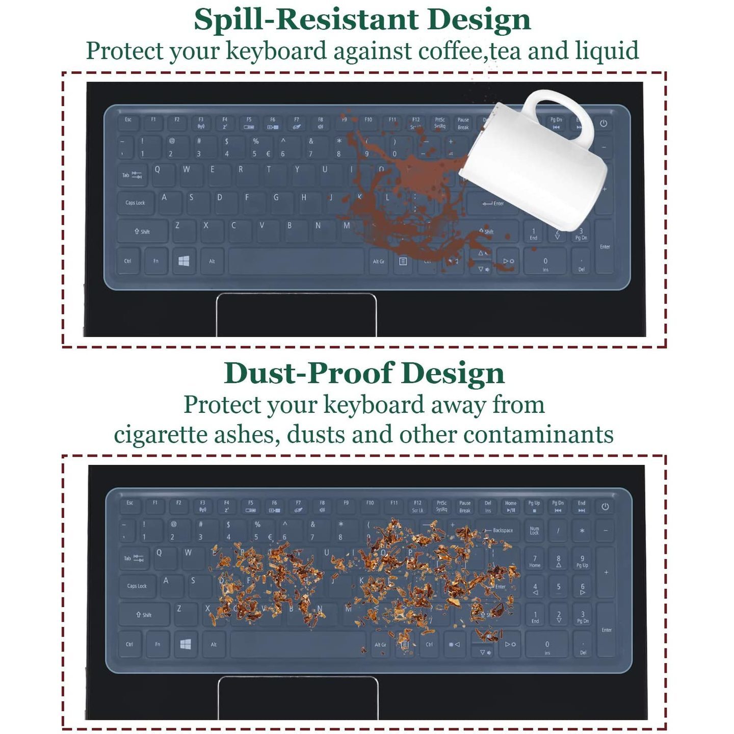 Universal Silicone Keyboard Protector Skin for 14-inch Laptop LAPTOP KEYGUARD Keyboard Skin  (TRANSPARENT)