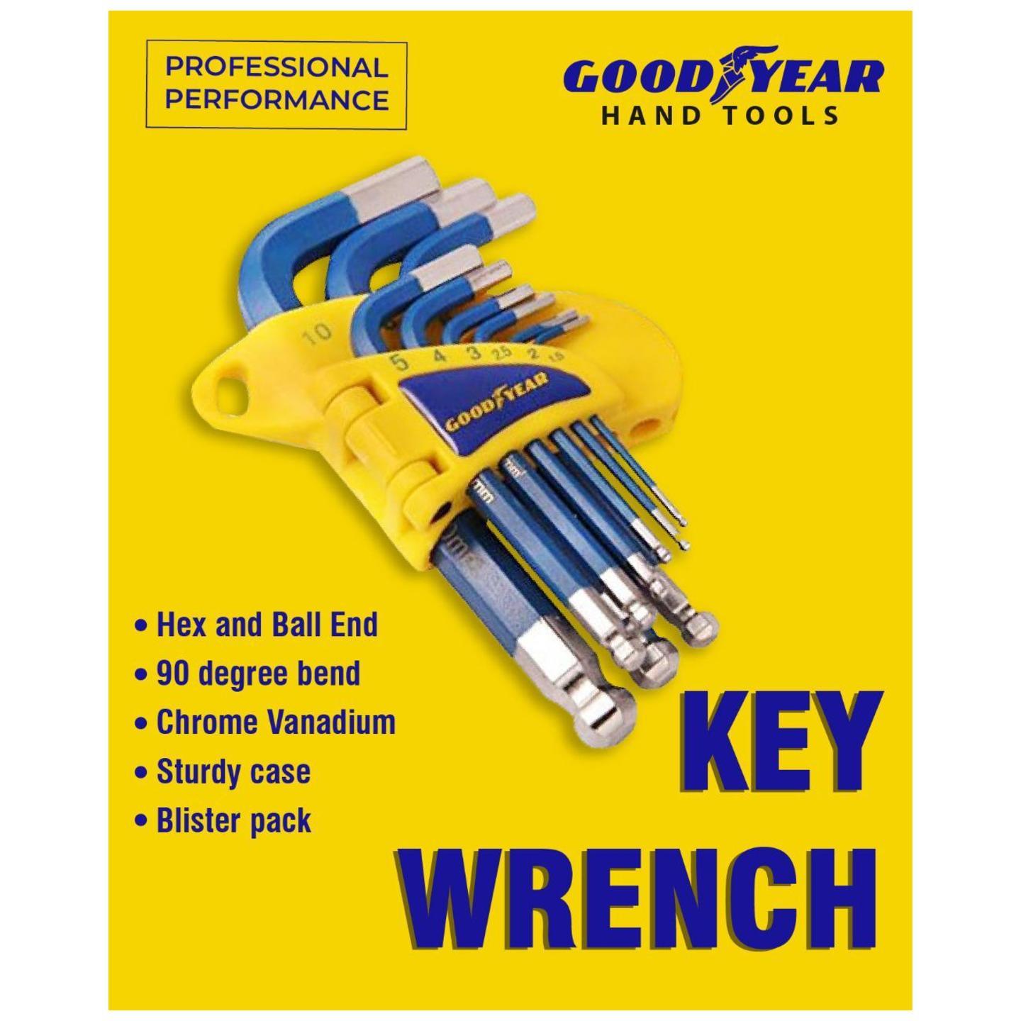 9 PC SHORT & LONG ARM HEX KEY SET