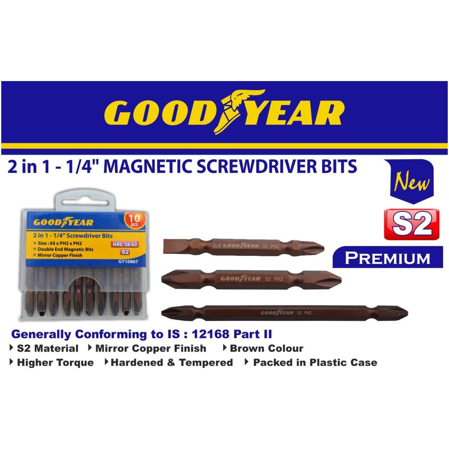 2 IN 1 MAGNETIC SCREWDRIVER BITS  10 PC PACK