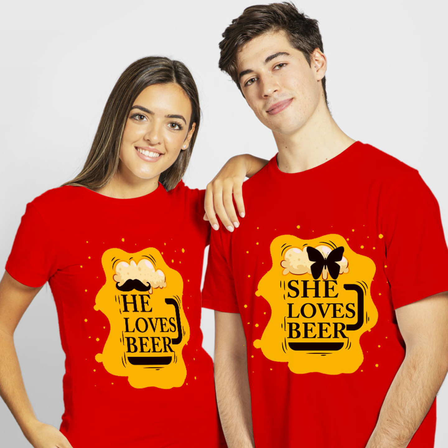 Talk By Fashion Loves Beer Couple T shirt Black