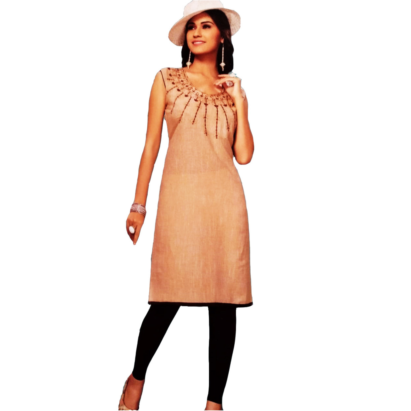 Talk By Fashion Pure Cotton Embroidered Kurti Light Skin color