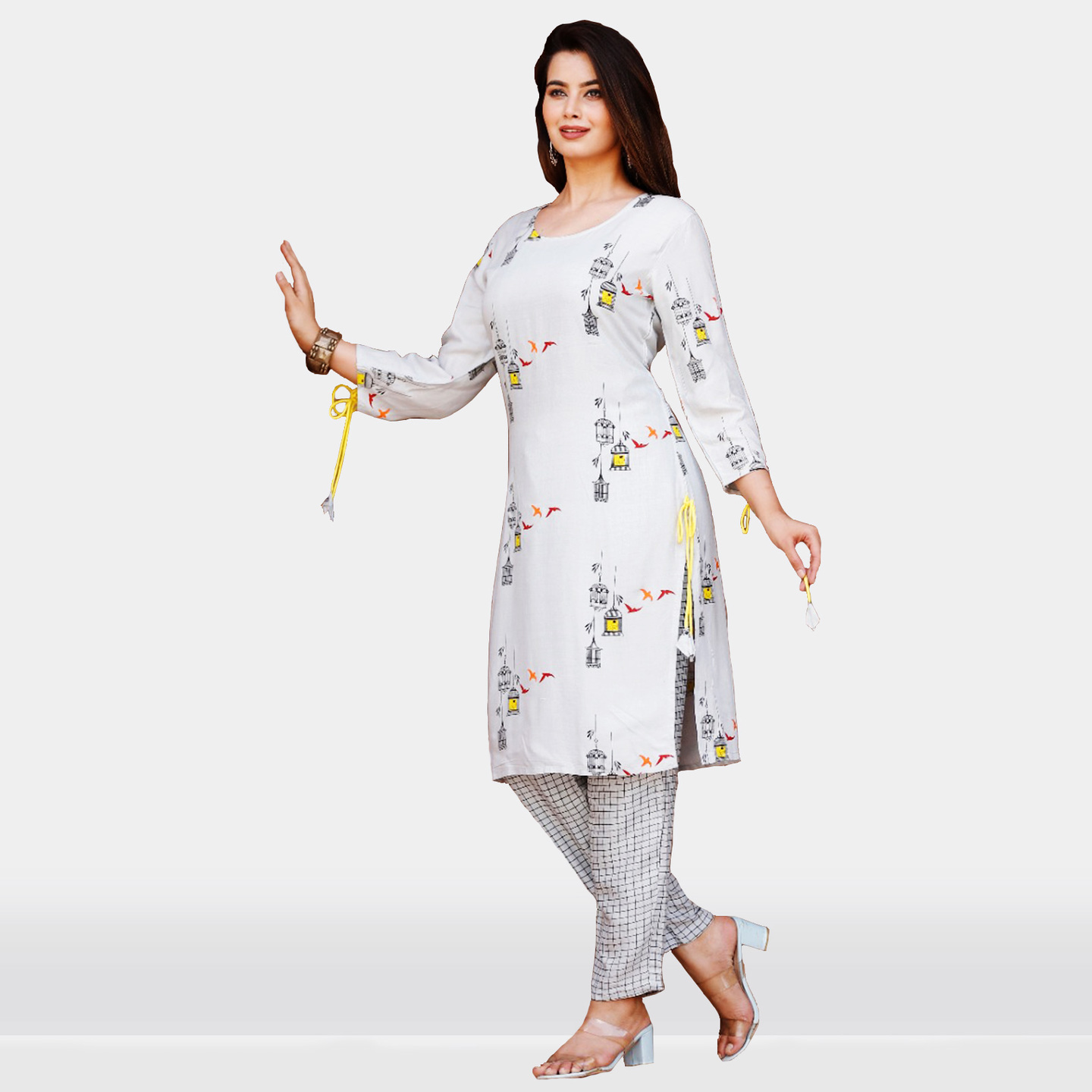 Talk By Fashion Women Rayon Bird Printed Kurti Pant Set