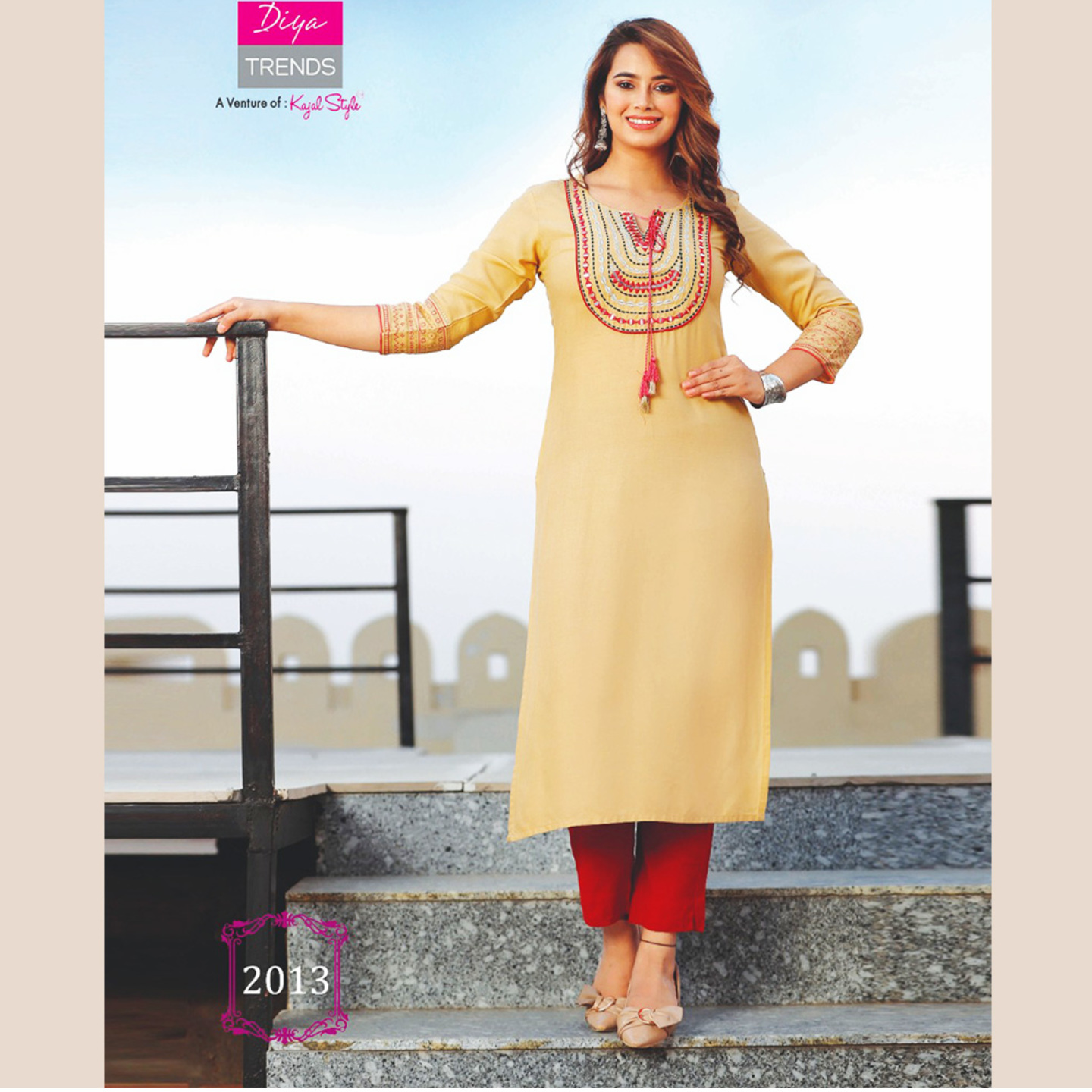 Liva Women Light Color Butterscotch Embroidered Straight Kurti
