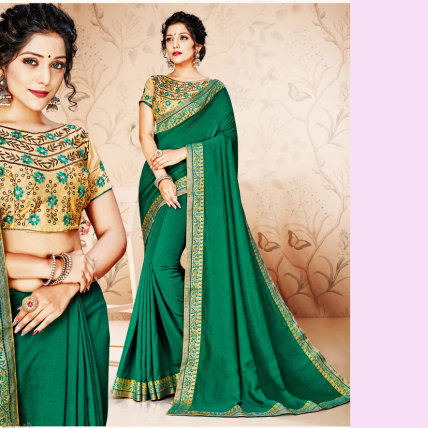 Talk By Fashion Women Solid Orange Colored Vichitra Silk Saree