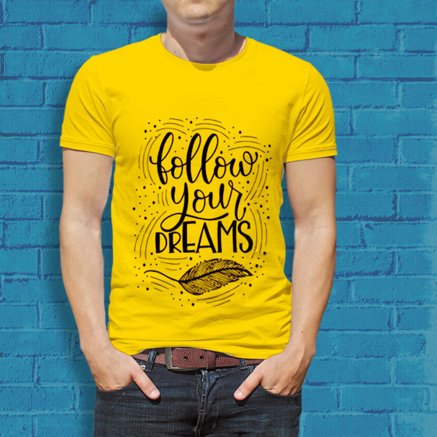 TALK BY FASHION Front & Back Follow Dream T-shirt for Men