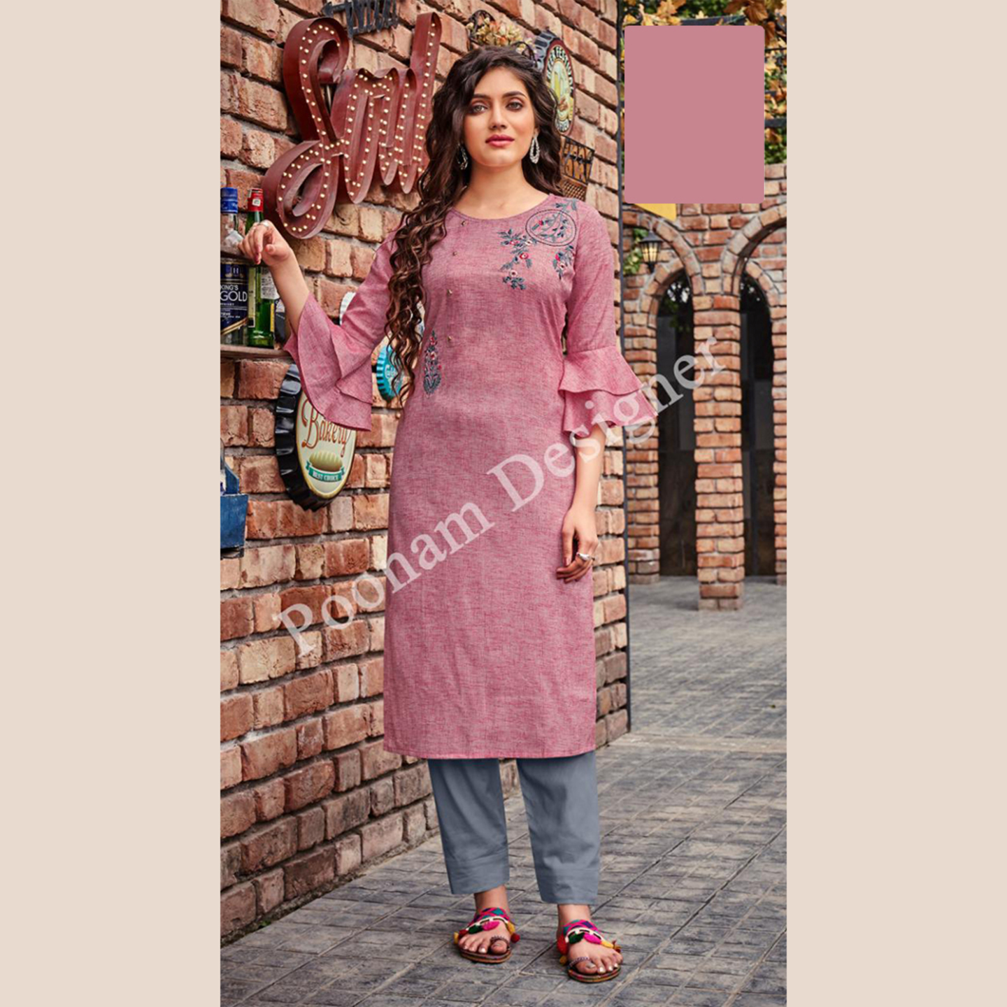 Talk By Fashion Women Pink Color Soft Cotton Straight Kurti
