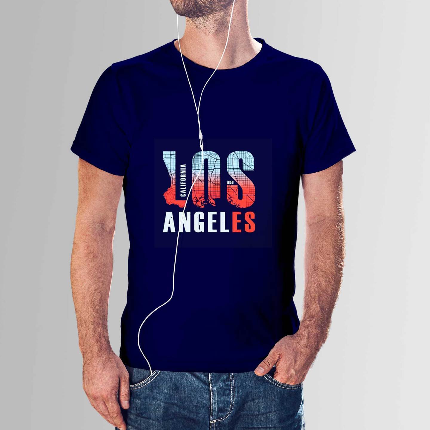 Talk By Fashion LOS ANGELES Blue T-shirt for Men