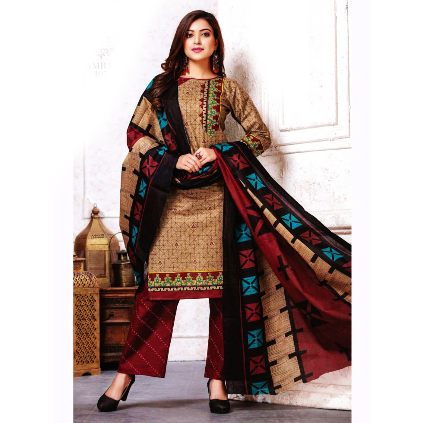 Talk By Fashion Women Cotton Soft Printed Dress Material Dark Choco color