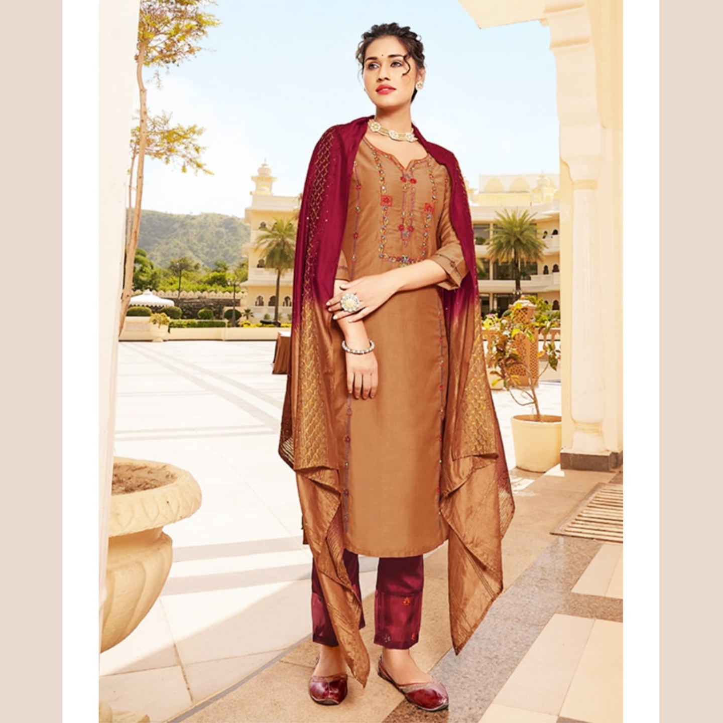 Talk By Fashion Women Soft Silk Embroidered Kurta with Pants & Dupatta