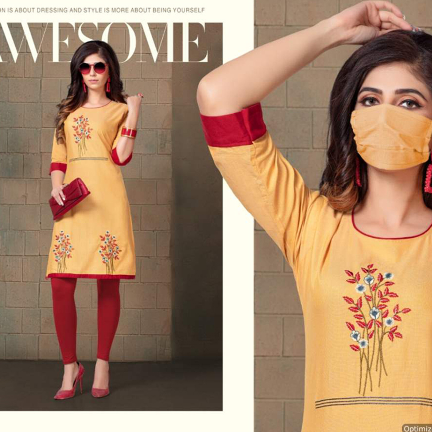 Talk By Fashion Women Cotton Embroidered Kurti Peach